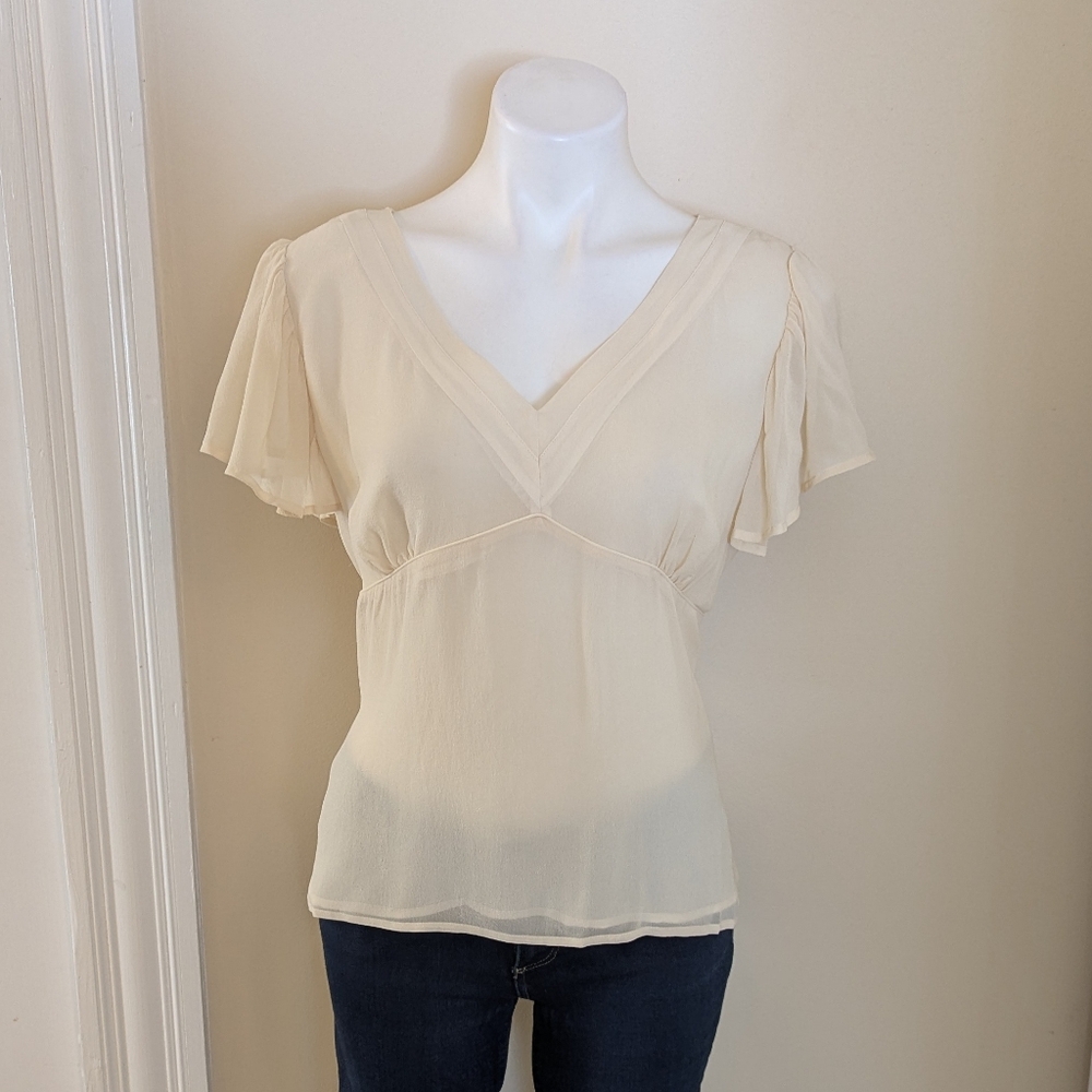 Vintage Valerie seperates cream flutter sleeve top aize L